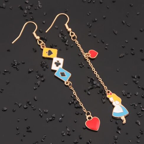 أقراط لزي أليس - أقراط من المينا إكسسوارات المجوهرات التنكرية لأزياء أليس التنكرية - النساء والرجال لتزيين حفلات الهالوين وهدايا عيد الميلاد (أ) in Kuwait