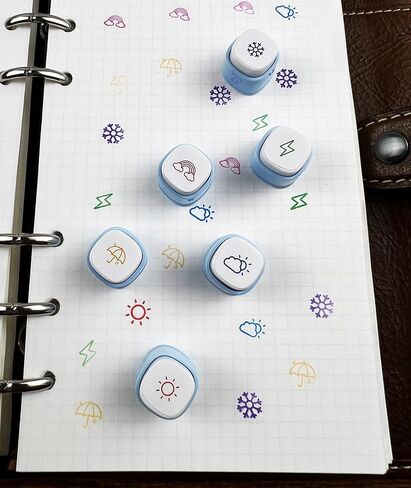 6-in-1 Pre Self-Inking Planner Stamp Set - Portable Weather Multi Stamps with Storage Case for Bullet Journal, Scrapbooking, Travel, Daily Planning -100mm x 15mm (6 Themes) in Saudi Arabia