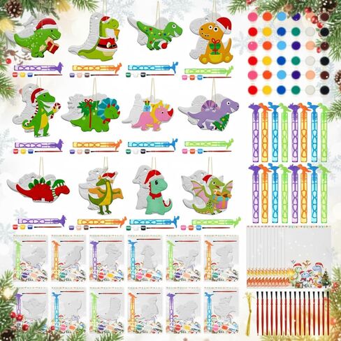 Soulchen 24 Sets Christmas Snowman Plaster Ceramics to Paint Kits Christmas Painting Kit for Kid with Bubble Wand Paint Your Own Ceramic Painting Xmas Birthday Goodie Bag Paintable Gift Prize Girl Boy in Saudi Arabia