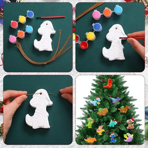 Soulchen 24 Sets Christmas Snowman Plaster Ceramics to Paint Kits Christmas Painting Kit for Kid with Bubble Wand Paint Your Own Ceramic Painting Xmas Birthday Goodie Bag Paintable Gift Prize Girl Boy in Saudi Arabia