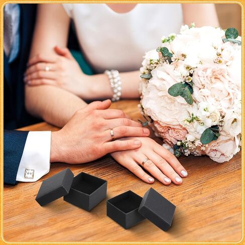 Landical 300 Pcs Cardboard Jewelry Boxes 2 x 2 x 1.2 Inch Small Gift Boxes for Jewelry Square Earring Ring Box with Foam Cushion Insert for Necklace Bracelets Bangles Displaying, Black in Saudi Arabia