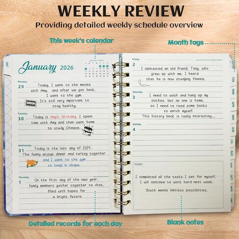 2026 Academic Planner, Jan. 2026 – Dec. 2026 Happy Planner, A5(6.3" x 8.5") Weekly And Monthly Calendar Planning Book, Hardcover Daily Agenda Book With Tabs, School Organizer For Student Teacher (A) in Saudi Arabia