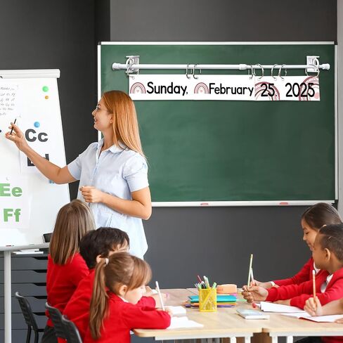 Flip Calendar Bulletin Board Set Classroom Decorations for Whiteboard with Adjustable Flip Calendar Rod Holder Date Cards Days of The Week for Classroom School Supplies(Rustic) in Saudi Arabia