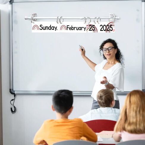Flip Calendar Bulletin Board Set Classroom Decorations for Whiteboard with Adjustable Flip Calendar Rod Holder Date Cards Days of The Week for Classroom School Supplies(Rustic) in Saudi Arabia