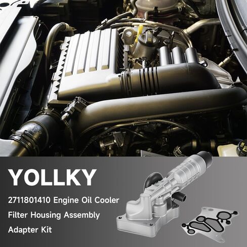 Oil Filter Housing Adapter 2711801410 - Aluminum Alloy Replacement for Mercedes-Benz SLK250 Base 4 Cyl 1.8 L GAS 2012-2015 - Oil Cooler Assembly with O-Ring Seals & Heat-Resistant Design in Saudi Arabia