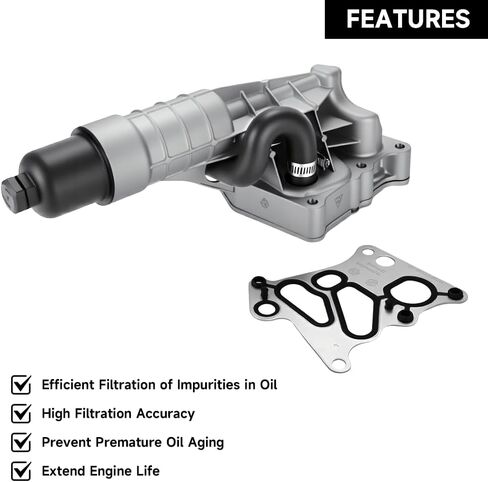 Oil Filter Housing Adapter 2711801410 - Aluminum Alloy Replacement for Mercedes-Benz SLK250 Base 4 Cyl 1.8 L GAS 2012-2015 - Oil Cooler Assembly with O-Ring Seals & Heat-Resistant Design in Saudi Arabia