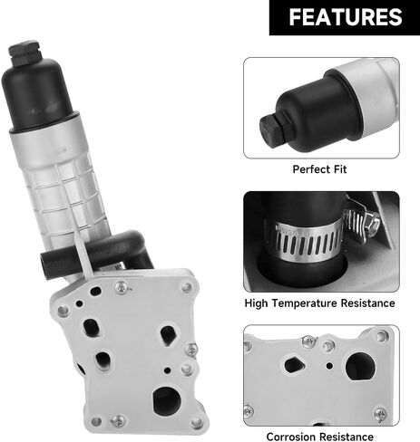 Oil Filter Housing Adapter 2711801410 - Aluminum Alloy Replacement for Mercedes-Benz SLK250 Base 4 Cyl 1.8 L GAS 2012-2015 - Oil Cooler Assembly with O-Ring Seals & Heat-Resistant Design in Saudi Arabia
