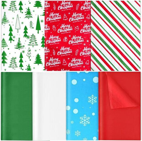 SNMEIKUN 140 Sheets Christmas Tissue Paper for Gift Bags Wrapping, Assorted Christmas Tissue Paper Bulk for Gift Boxes, Xmas Gift Wrapping Bags, and Wine Bottles in Saudi Arabia