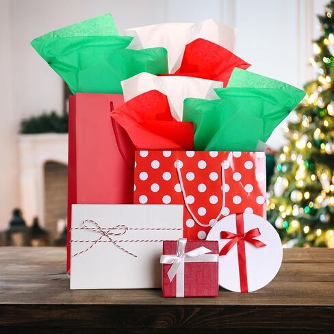 tatuo 600 ورقة مناديل عيد الميلاد السائبة 20 × 14 بوصة أحمر أخضر وأبيض هدية عيد الميلاد ورق التغليف DIY يعرض الفنون والحرف عيد الميلاد حقائب الهدايا صناديق عطلة حزب صالح اللوازم in Kuwait