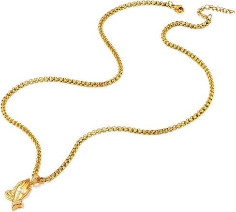 U7 Russian Orthodox Cross Pendant/Praying Hands/Ichthys Sign for Men Women Stainless Steel 18K Gold Plated Jesus Pendant Christian Religious Necklaces, Length 22" Silver Black Gold in Kuwait