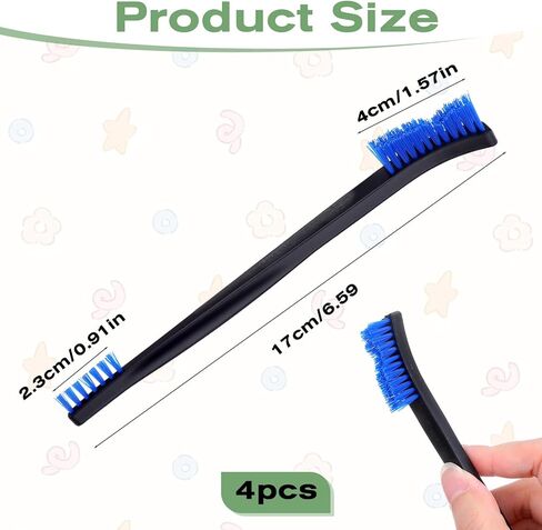 4 قطع فرش تنظيف صغيرة، شعيرات نايلون فرشاة صغيرة لتفصيل الشقوق، فرش شعيرات صغيرة صلبة للتنظيف التفصيلي للمجوهرات والسيارات والمطبخ والمساحات in Kuwait