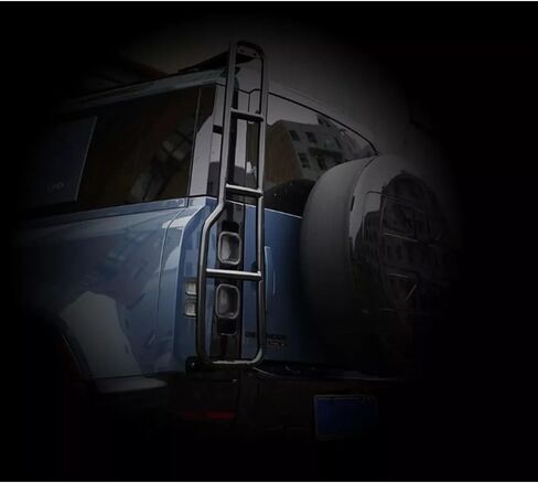 سلم وصول جانبي لرف السقف باللون الأسود اللامع متوافق مع يناسب Land Rover Defender 110 2020-2024 2025 2026 وصول خلفي قابل للطي سلم قابل للرفع إطار رف سقف in Saudi Arabia