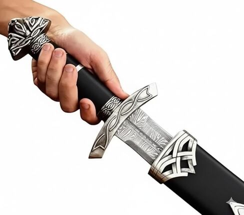 37-Inch Viking Sword with Scabbard – Handmade Damascus Steel Blade – Full Tang Norse Style – Medieval Sword Replica for Collectors in Saudi Arabia
