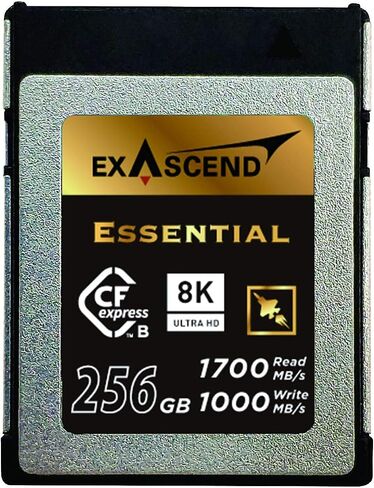 بطاقة Exascend 256G Essential CFexpress من النوع B، قراءة تصل إلى 1800 ميجابايت/ثانية، متوافقة مع كاميرات Canon وNikon وPanasonic وغيرها. in Kuwait
