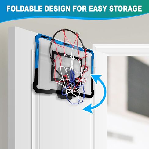 طوق كرة السلة في الأماكن المغلقة للأطفال البالغين مع هداف بطريقتين للتسجيل، طوق صغير لكرة السلة في غرفة الباب مع 3 بطاريات وكرات، ملحقات كرة السلة لهدايا الأولاد المراهقين، أزرق in Kuwait