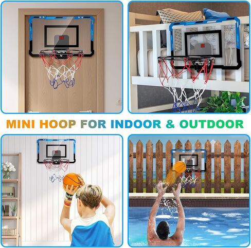 طوق كرة السلة في الأماكن المغلقة للأطفال البالغين مع هداف بطريقتين للتسجيل، طوق صغير لكرة السلة في غرفة الباب مع 3 بطاريات وكرات، ملحقات كرة السلة لهدايا الأولاد المراهقين، أزرق in Kuwait