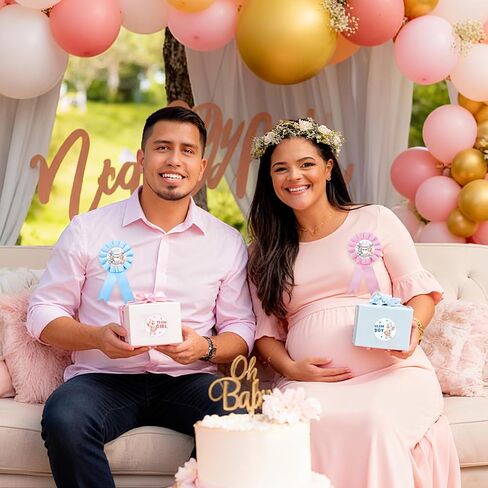42 PCS Bear Gender Reveal Decorations - TrinhGuo Bear Gender Reveal Ideas, Decoracion para Revelacion De Sexo De Bebe, Mommy & Daddy to Be Badge Pins and Team Boy Or Girl Stickers (Blue & Pink) in Saudi Arabia