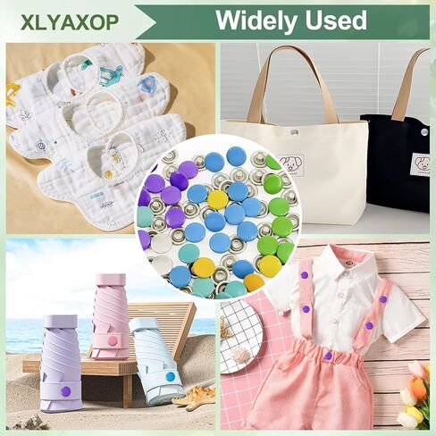 مجموعة XLYAXOP 200 مجموعة أزرار كبس مع أداة تثبيت كماشة ضغط، 803 قطعة 9.5 مم أزرار كبس معدنية للنسيج والخياطة في 10 ألوان ثابتة، أزرار كبس متينة للأعمال اليدوية والملابس in Kuwait