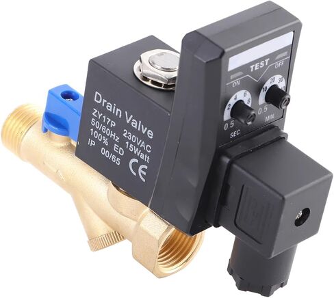 صمام تصريف ضاغط الهواء ذو ​​التوقيت الإلكتروني، G1/2 DN15، متوافق مع AC230V/110V، نظام إدارة المكثفات التلقائي مع التحكم في الملف اللولبي (110 فولت) in Saudi Arabia