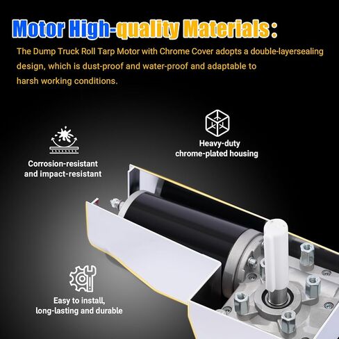 محرك قماش القنب لمقطورة شاحنة قلابة مع غطاء من الكروم 50:1 1.5HP محرك نظام قماش القنب الكهربائي العالمي 12 فولت in Saudi Arabia