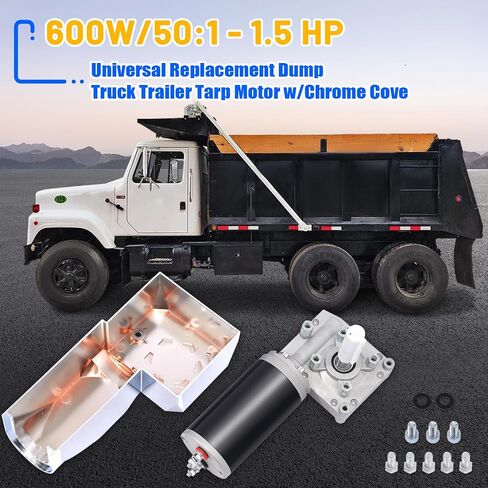 محرك قماش القنب لمقطورة شاحنة قلابة مع غطاء من الكروم 50:1 1.5HP محرك نظام قماش القنب الكهربائي العالمي 12 فولت in Saudi Arabia