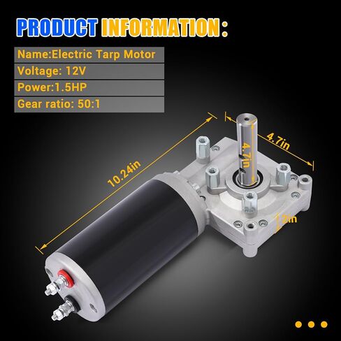 محرك قماش القنب لمقطورة شاحنة قلابة مع غطاء من الكروم 50:1 1.5HP محرك نظام قماش القنب الكهربائي العالمي 12 فولت in Saudi Arabia