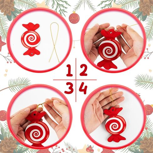 33pcs Christmas Decorations Candy Tree Ornaments - Colorful Candy Cane Lollipop Peppermint Hanging Christmas Ornaments for Christmas Tree Winter New Year Party Decor, Candy Themed Party Supplies in Kuwait