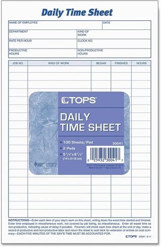 TOP30041 - Tops Daily Time and Job Sheets in Saudi Arabia