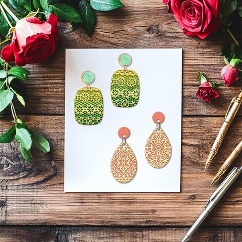 CHGCRAFT 16 Pcs Retro Mandala Pattern Polymer Clay Texture Sheet Wild Flowers Patterns Rubber Clay Texture Mat for Polymer Clay Making Earrings Jewelry DIY Crafts 4 × 2.5 Inch in Saudi Arabia