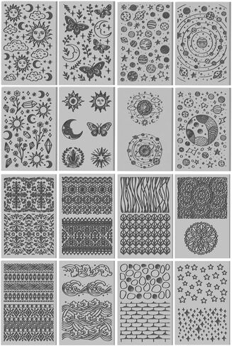 CHGCRAFT 16 Pcs Retro Mandala Pattern Polymer Clay Texture Sheet Wild Flowers Patterns Rubber Clay Texture Mat for Polymer Clay Making Earrings Jewelry DIY Crafts 4 × 2.5 Inch in Saudi Arabia