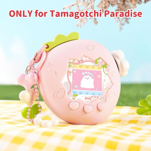 حافظة واقية من فقاعات الفراولة لـ Tamagotchi Paradise، غطاء سيليكون ناعم من مادة TPU مع لوحة أمامية، مجموعة غطاء قرص تكبير على شكل زهرة ومجموعة ساحرة، مضادة للخدش ومقاومة للماء (وردي) in Kuwait