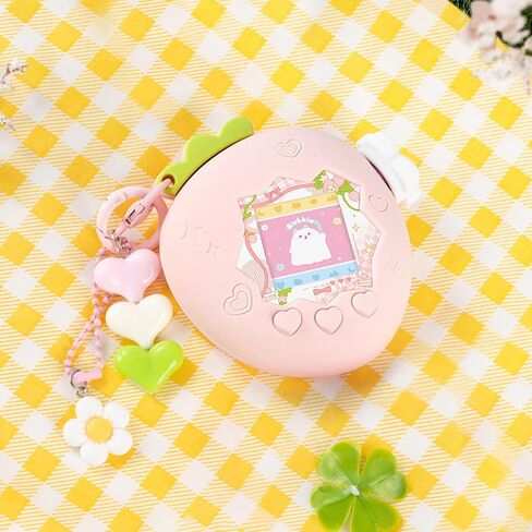 حافظة واقية من فقاعات الفراولة لـ Tamagotchi Paradise، غطاء سيليكون ناعم من مادة TPU مع لوحة أمامية، مجموعة غطاء قرص تكبير على شكل زهرة ومجموعة ساحرة، مضادة للخدش ومقاومة للماء (وردي) in Kuwait