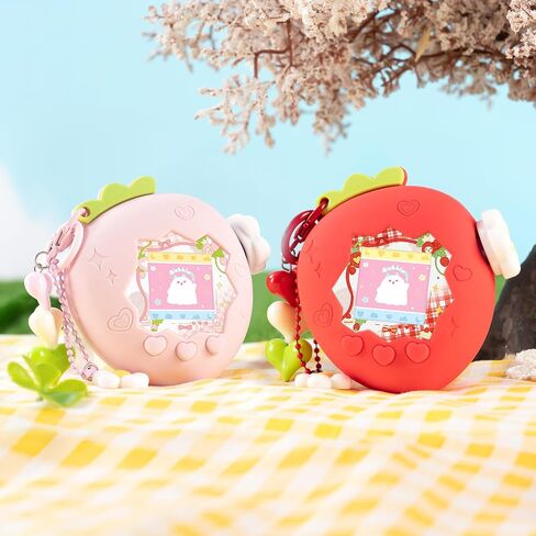 حافظة واقية من فقاعات الفراولة لـ Tamagotchi Paradise، غطاء سيليكون ناعم من مادة TPU مع لوحة أمامية، مجموعة غطاء قرص تكبير على شكل زهرة ومجموعة ساحرة، مضادة للخدش ومقاومة للماء (وردي) in Kuwait