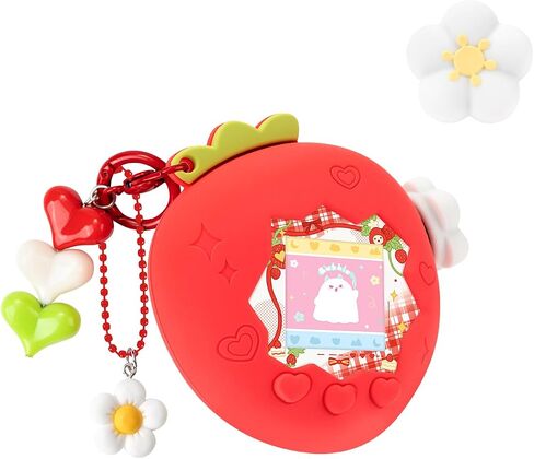 حافظة واقية من فقاعات الفراولة لـ Tamagotchi Paradise، غطاء سيليكون ناعم من مادة TPU مع لوحة أمامية، مجموعة غطاء قرص تكبير على شكل زهرة ومجموعة ساحرة، مضادة للخدش ومقاومة للماء (وردي) in Kuwait