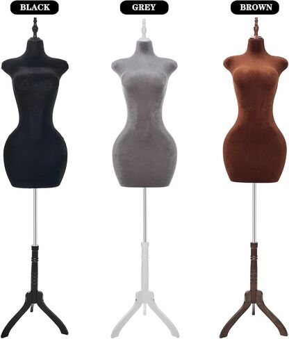 Adjustable Curvy Female Mannequin Torso with Stand, Pinnable Dress Form for Clothes (Brown, Velvet) in Saudi Arabia