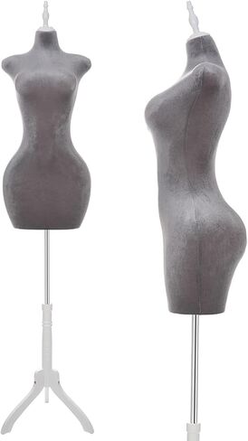 Adjustable Curvy Female Mannequin Torso with Stand, Pinnable Dress Form for Clothes (Brown, Velvet) in Saudi Arabia