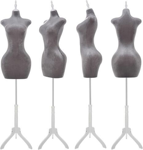 Adjustable Curvy Female Mannequin Torso with Stand, Pinnable Dress Form for Clothes (Brown, Velvet) in Saudi Arabia