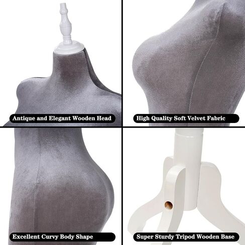 Adjustable Curvy Female Mannequin Torso with Stand, Pinnable Dress Form for Clothes (Brown, Velvet) in Saudi Arabia