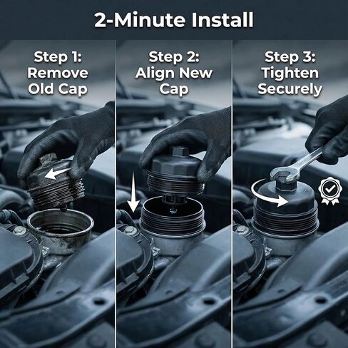 غطاء مبيت فلتر الزيت 11427525334 - متوافق مع محرك BMW 128i 135i 328i 335i 525i 528i 530i X3 X5 X6 (2006-2016) N52 N54 N55 - يستبدل OEM # 041-0003، 917056، 1190779083​ in Kuwait