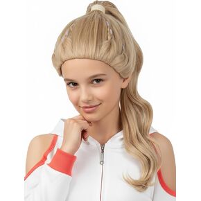 Gils Long Wavy Brown Wigs Hair Princess Wig with Bun for Girls Halloween Cosplay in Saudi Arabia