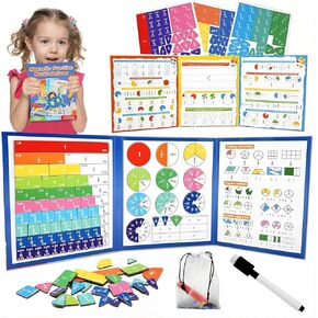 Magnetic Fraction Demonstration Book,Magnetic Fraction Tiles & Fraction Circles Set,Math Manipulatives for Elementary School,Montessori Fraction Manipulatives Learning Educational Puzzle Toys for Kids in Kuwait