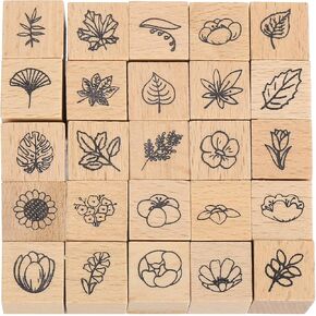 مجموعة طوابع مطاطية خشبية من MECCANIXITY، 0.6 بوصة × 0.6 بوصة × 1 بوصة طوابع مطاطية خشبية مزخرفة لبطاقات يوميات مخطط القصاصات DIY، حزمة من 25 (المزاج) in Kuwait