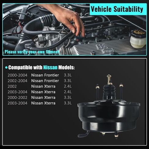 PartsFlow Vacuum Power Brake Booster 53-6006 Compatible with Nissan Xterra Frontier 2000 2001 2002 2003 2004 3.3L V6 2.4L L4 472107B400 without Master Cylinder in Saudi Arabia