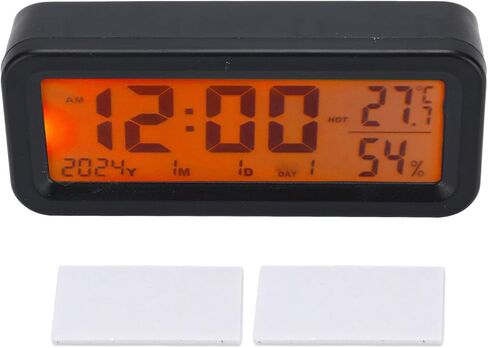Fafeicy Car Dashboard Clock Digital Auto Luminous Clock with Blue Orange Backlight for Car Truck Temperature Humidity Display Solar Type C Charging in Kuwait
