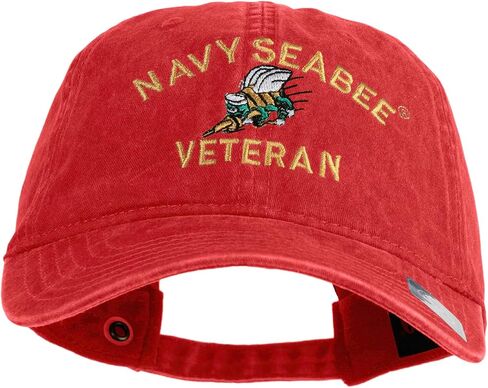e4Hats.com قبعة مغسولة مطرزة عسكرية تابعة للبحرية الأمريكية Seabee in Saudi Arabia