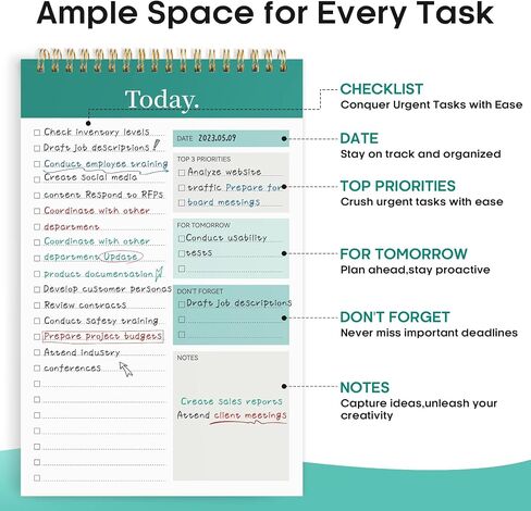 To Do List Pad - To Do List Notebook for Work with 52 Sheets, Undated Daily Planner Perfect for Daily Tasks and Goal Setting, To Do List Notepad Suitable for Office, Home and School in Saudi Arabia