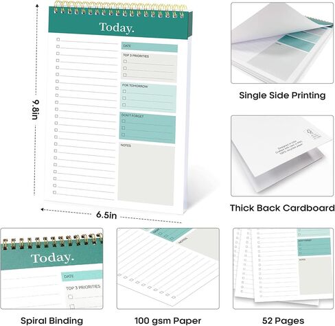 To Do List Pad - To Do List Notebook for Work with 52 Sheets, Undated Daily Planner Perfect for Daily Tasks and Goal Setting, To Do List Notepad Suitable for Office, Home and School in Saudi Arabia