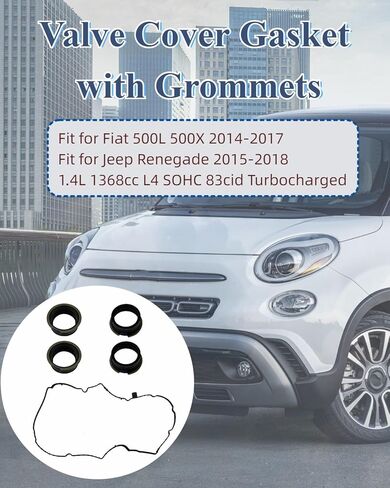 حشية غطاء الصمام VC4363G مع الحلقات مناسبة لسيارة فيات 500L 500X 2014-2017، مناسبة لسيارة Jeep Renegade 2015-2018 1.4L 1368cc L4 SOHC 83cid بشاحن توربيني in Kuwait