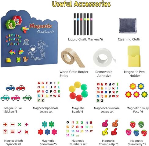 Magnetic Chalkboard Wall Decal for Kids - Removable Blackboard, Peel and Stick Magnetic Wallpaper with Letters, Chalk for Playroom & Homeschool Office (34.6" x 47.2") in Saudi Arabia