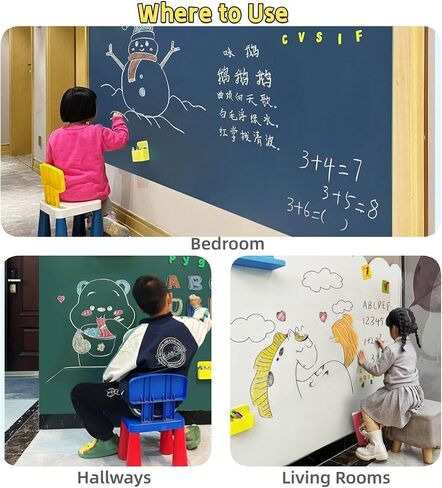 Magnetic Chalkboard Wall Decal for Kids - Removable Blackboard, Peel and Stick Magnetic Wallpaper with Letters, Chalk for Playroom & Homeschool Office (34.6" x 47.2") in Saudi Arabia